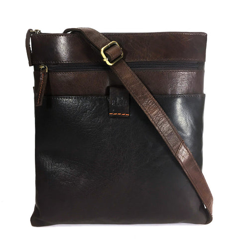 Rowallan Espana Large Leather Messenger Cross Body Bag - Style: 31-9794  Brown