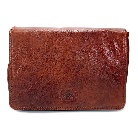 Rowallan Leather Flap Front Large Organiser Bag - Style: 31-2219 Supatra - Cognac