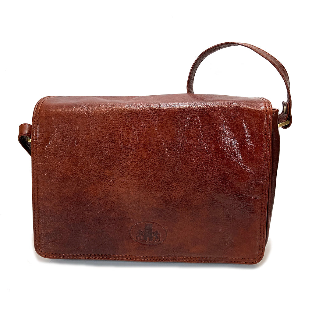 Rowallan Leather Flap Front Large Organiser Bag - Style: 31-2219 Supatra - Cognac