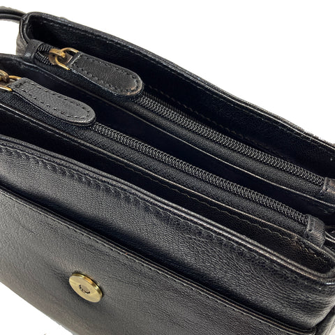 Rowallan Leather Flap Front Organiser Bag - Style: 31-2220 Supatra - Black