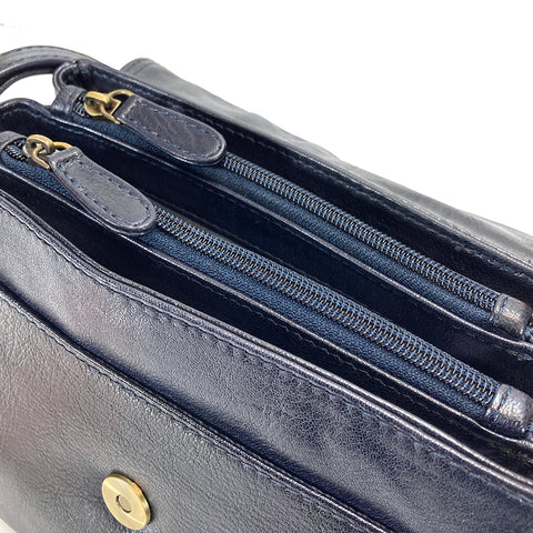 Rowallan Leather Flap Front Organiser Bag - Style: 31-2220 Supatra - Navy