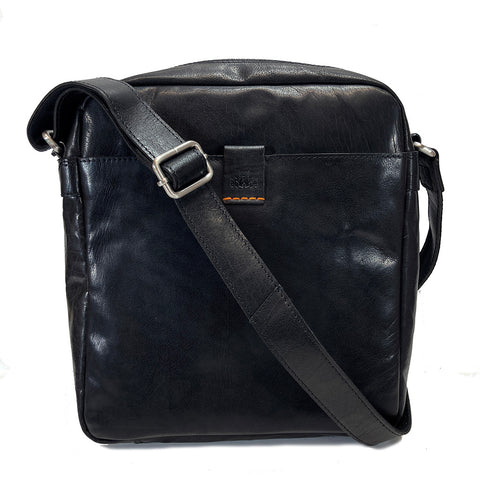 Rowallan Espana Leather Messenger Cross Body Bag - Style: 31-9796  Black
