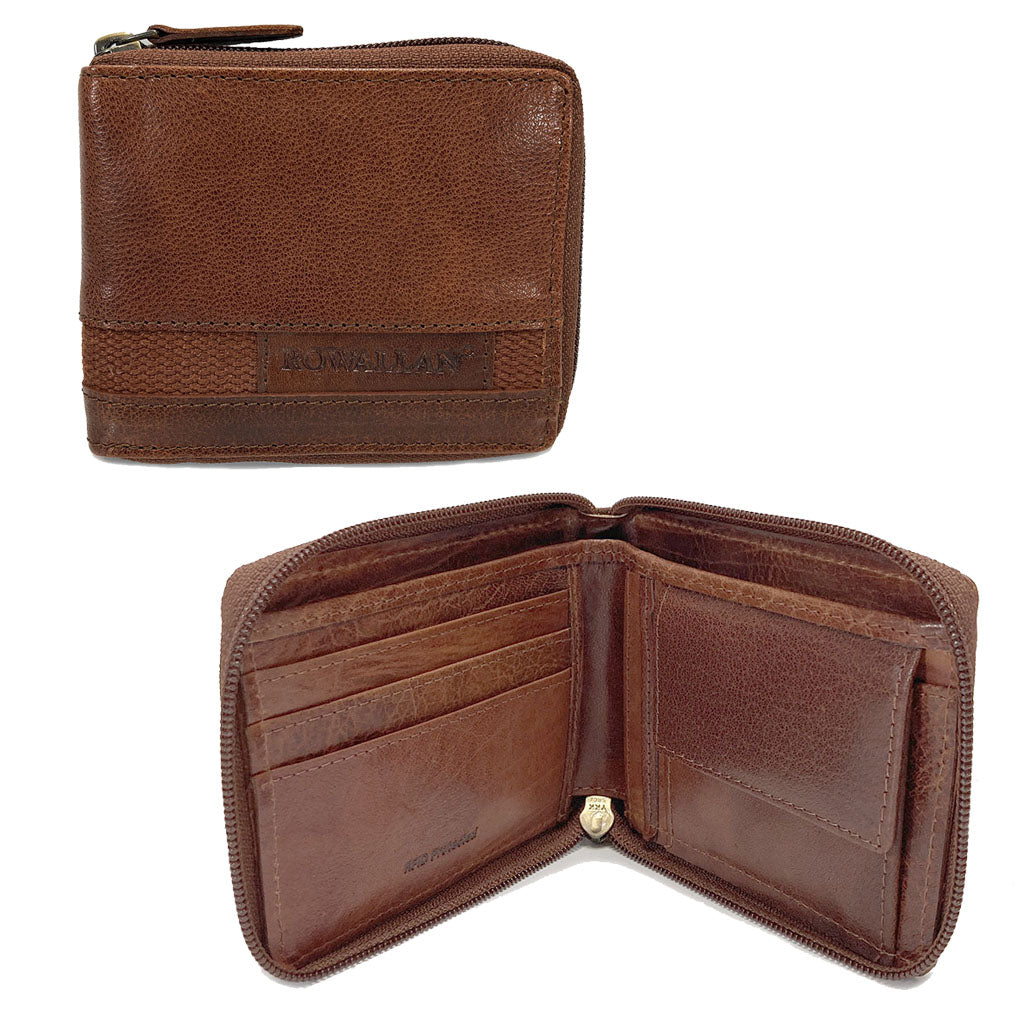 Rowallan Panama Collection - Cognac Leather RFID Zip Around Wallet - Style: 33-6738/18