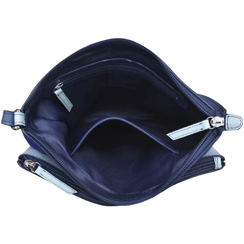 ili New York Leather Cross Body Bag RFID Protected - Style: 6028 - Denim