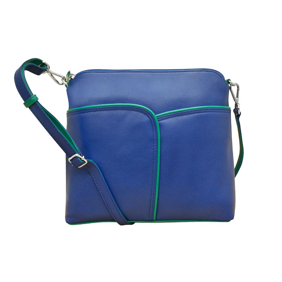 ili New York Leather Cross Body / Clutch Bag RFID Protected - Style: 6123 Cobalt Aqua