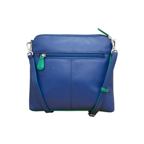 ili New York Leather Cross Body / Clutch Bag RFID Protected - Style: 6123 Cobalt Aqua