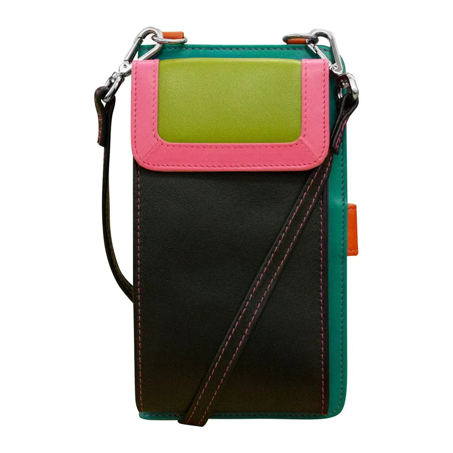 ili New York Leather Smartphone Organiser Bag - RFID Protected - Style: 6363 - Black Brights