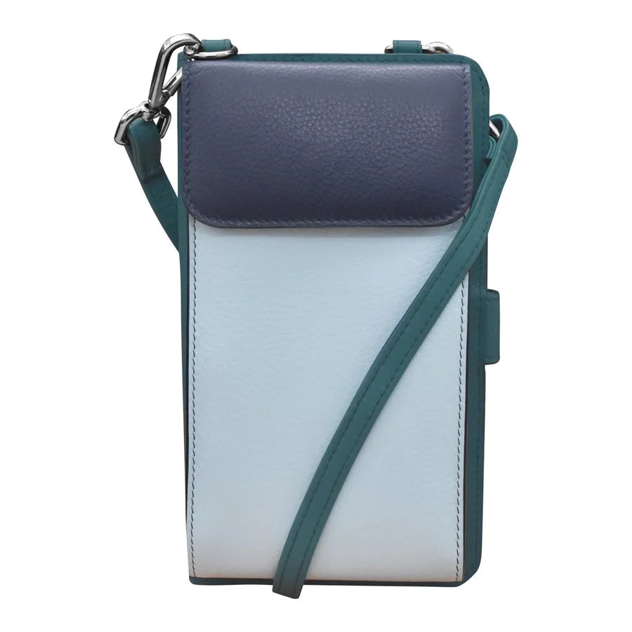 ili New York Leather Smartphone Organiser Bag - RFID Protected - Style: 6363 - Denim