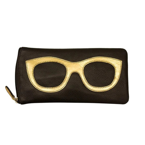 ili New York Leather Glasses Case - Style: 6462 - Black/Gold