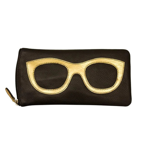 ili New York Leather Glasses Case - Style: 6462 - Black Gold