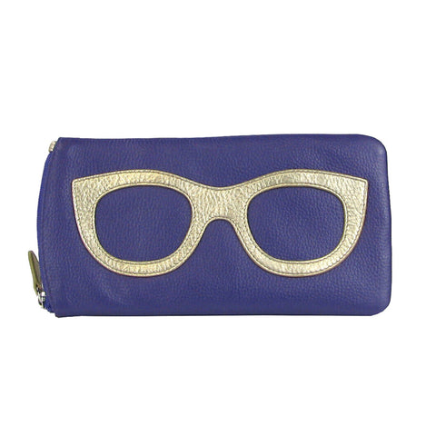 ili New York Leather Glasses Case - Style: 6462 - Purple/Light Gold