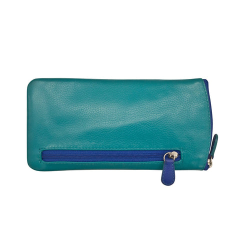 ili New York Leather Glasses Case - Style: 6462 - Aqua/Cobalt
