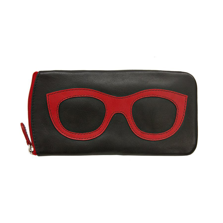 ili New York Leather Glasses Case - Style: 6462 Black/Red