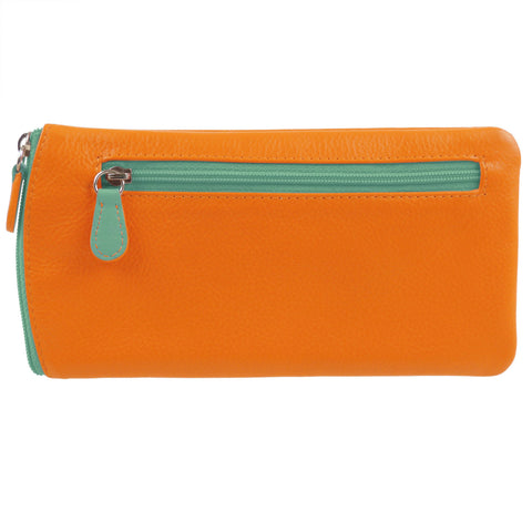 ili New York Leather Glasses Case - Style: 6462 - Papaya/Turquoise