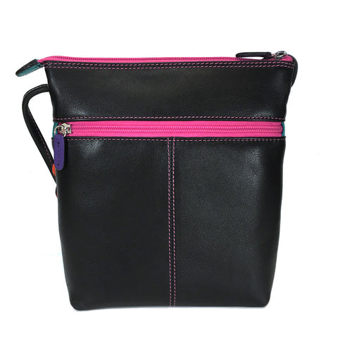 ili New York Leather Cross Body Bag RFID Protected - Style: 6631 - Black Brights