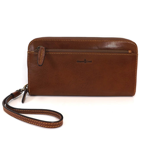 Gianni Conti Leather Wrist Bag / Large Wallet Purse - Style: 912209