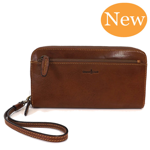 Gianni Conti Leather Wrist Bag / Large Wallet Purse - Style: 912209