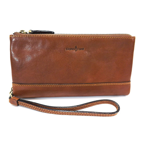 Gianni Conti Leather Wrist Bag / Large Wallet Purse - Style: 912211