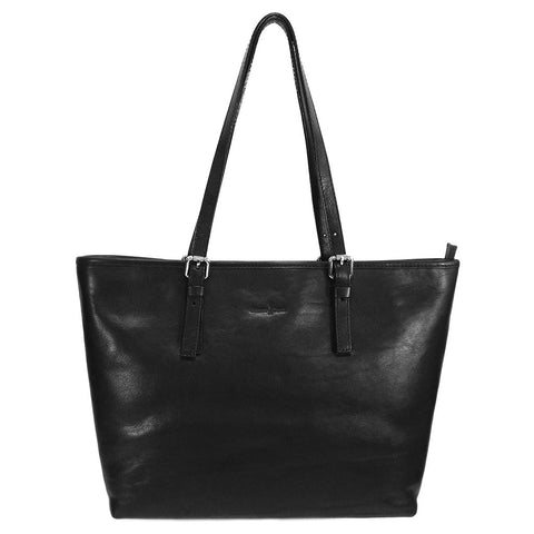 Gianni Conti Zip Top Shoulder Tote Bag - Style: 913180 - Black