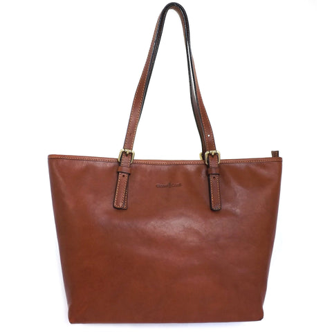 Gianni Conti Zip Top Shoulder Tote Bag - Style: 913180 Tan