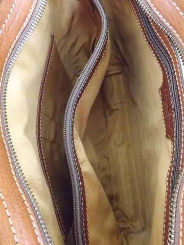 Gianni Conti Zip Top Shoulder Tote Bag - Style: 913180 Tan