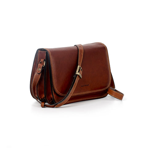 Gianni Conti Classic Flap Front Bag - Style: 913185 - Tan