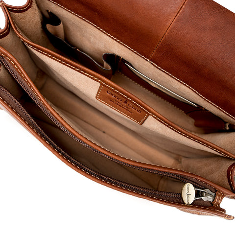 Gianni Conti Classic Flap Front Bag - Style: 913185 - Tan
