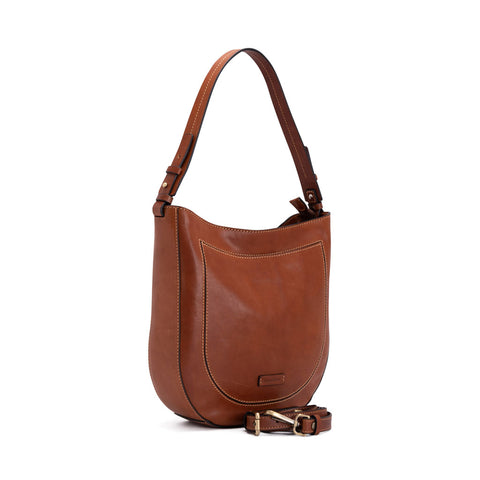 Gianni Conti Zip Top Shoulder Bag -  Lindy - Style: 913443 Tan