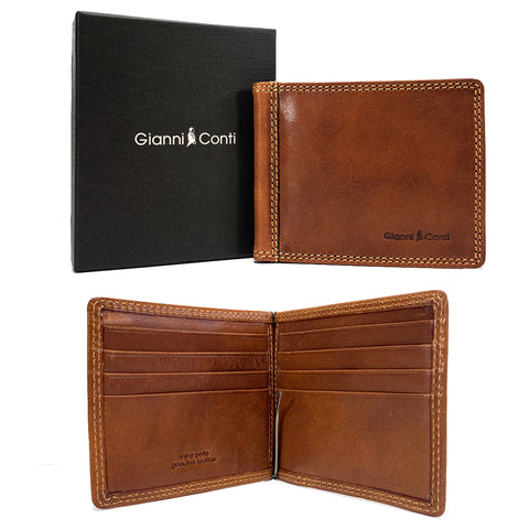 Gianni Conti Leather Money Clip Wallet - Style: 917101 tan