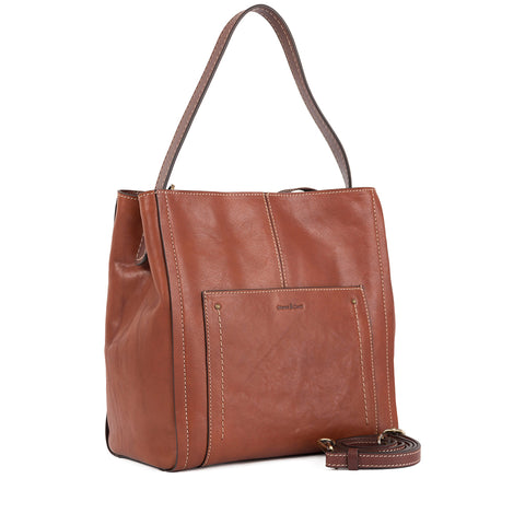 Gianni Conti Zip Top Shoulder Bag - Chrissie - Style: 933151 Cognac D Brown