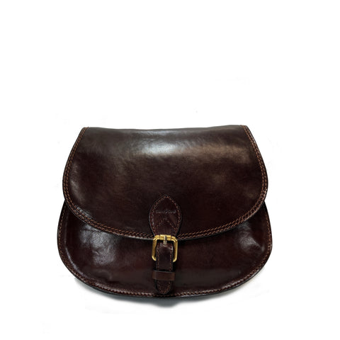 Gianni Conti Classic Flap Front Saddle Bag - Style: 9403120  Brown