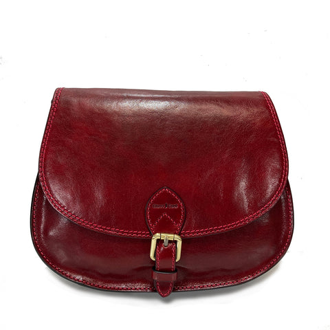 Gianni Conti Classic Flap Front Saddle Bag - Style: 9403120  Red