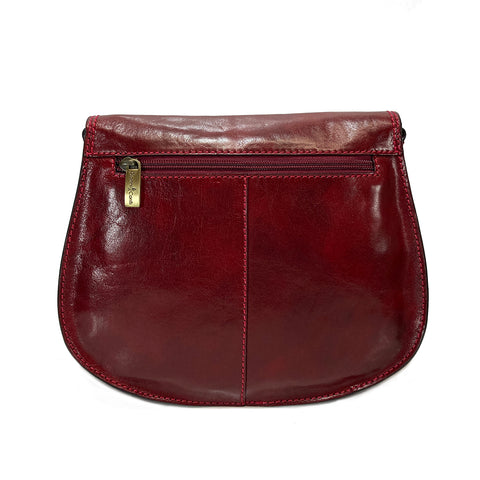 Gianni Conti Classic Flap Front Saddle Bag - Style: 9403120  Red