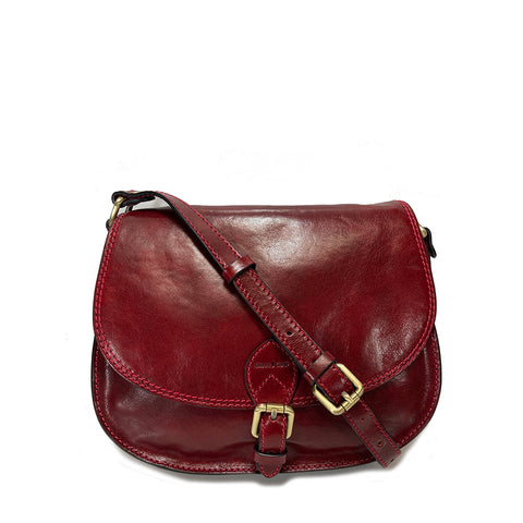 Gianni Conti Classic Flap Front Saddle Bag - Style: 9403120  Red