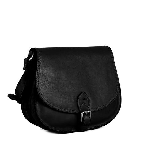 Gianni Conti Classic Flap Front Saddle Bag - Style: 9403120  Black