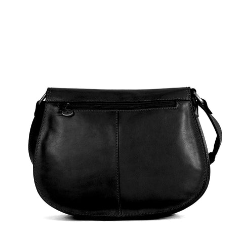 Gianni Conti Classic Flap Front Saddle Bag - Style: 9403120  Black