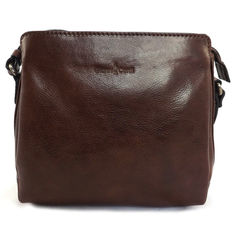 Gianni Conti Zip Top Across Body or Shoulder Bag - Style: 9403124 - Brown