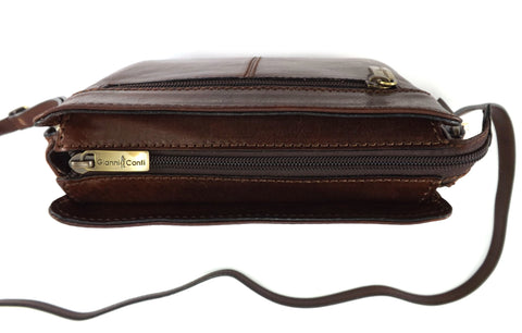 Gianni Conti Zip Top Across Body or Shoulder Bag - Style: 9403124 - Brown