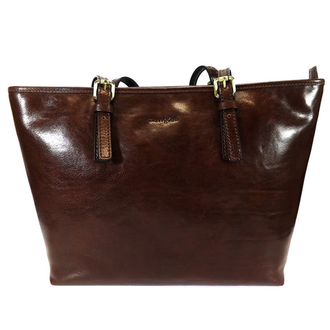 Gianni Conti Zip Top Shoulder Tote Bag - Style: 9403180 - Brown