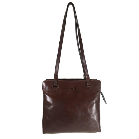 Gianni Conti Zip Top  Long Handle Shoulder Bag - Style: 9403660 Brown