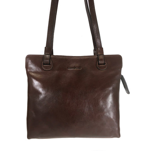 Gianni Conti Zip Top  Long Handle Shoulder Bag - Style: 9403660 Brown