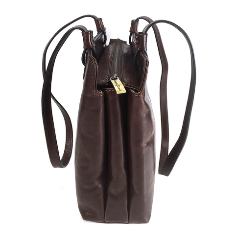 Gianni Conti Zip Top  Long Handle Shoulder Bag - Style: 9403660 Brown