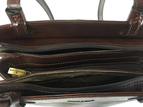 Gianni Conti Zip Top  Long Handle Shoulder Bag - Style: 9403660 Brown