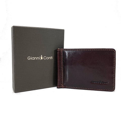 Gianni Conti Leather Money Clip Wallet - Style: 9407034 - Brown