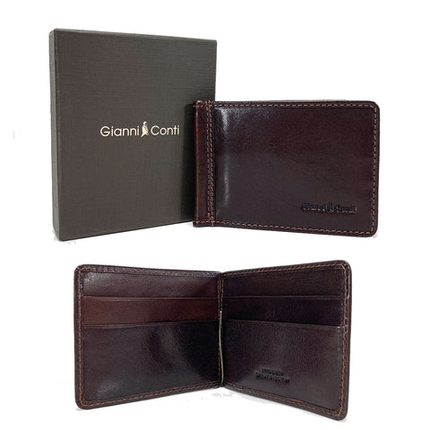 Gianni Conti Leather Money Clip Wallet - Style: 9407034 - Brown