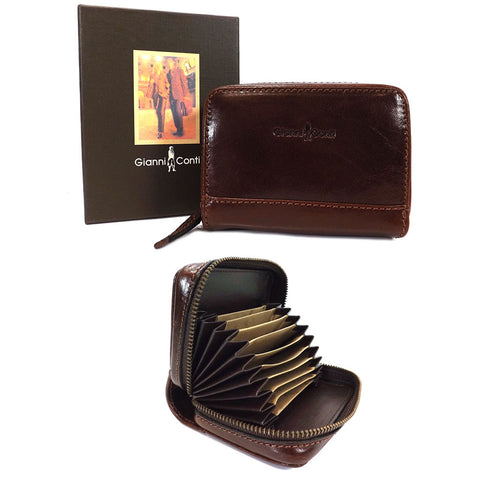 Gianni Conti Leather RFID Credit Card Holder - Style: 9407052 - Brown
