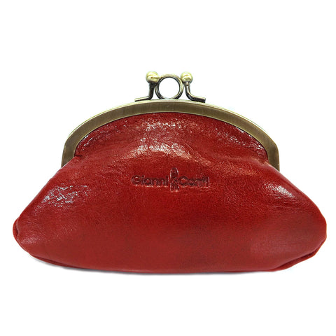 Gianni Conti Purse - Leather Clip Top Change Purse - Style: 9408092 Red