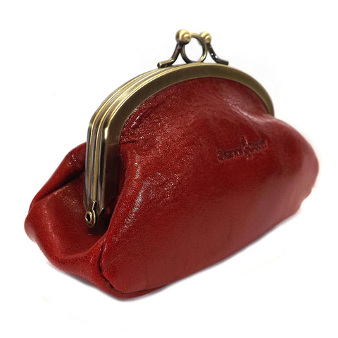 Gianni Conti Purse - Leather Clip Top Change Purse - Style: 9408092 Red