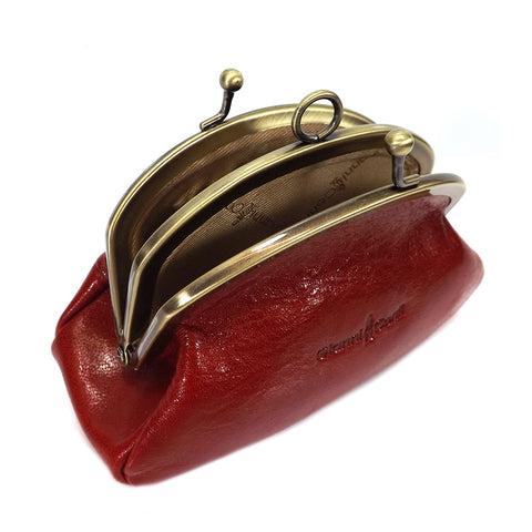 Gianni Conti Purse - Leather Clip Top Change Purse - Style: 9408092 Red