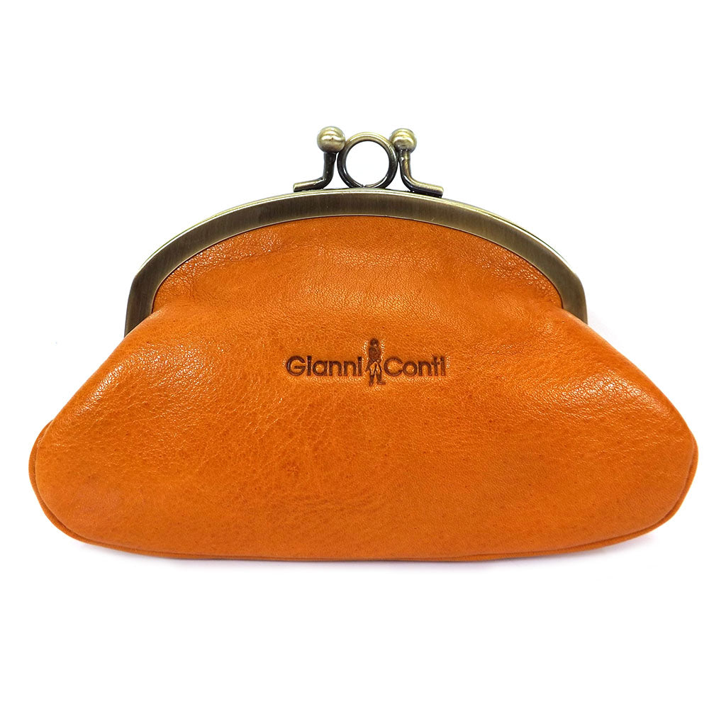 Gianni Conti Purse - Leather Clip Top Change Purse - Light Tan - Style: 9408092